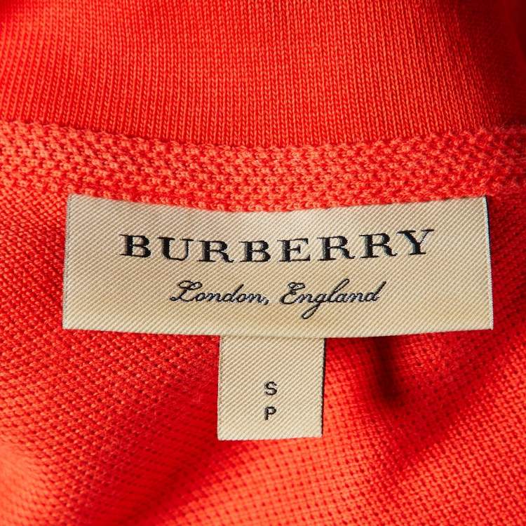 Pre Owned Burberry Red Cotton Knit Polo T-Shirt S