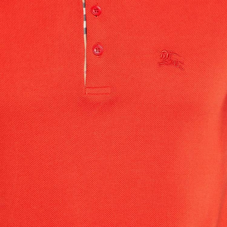 Pre Owned Burberry Red Cotton Knit Polo T-Shirt S
