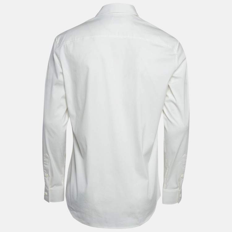 Pre Owned Burberry White Technical Cotton Button Front Shirt M