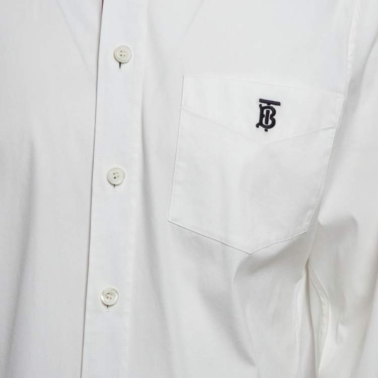 Pre Owned Burberry White Technical Cotton Button Front Shirt M
