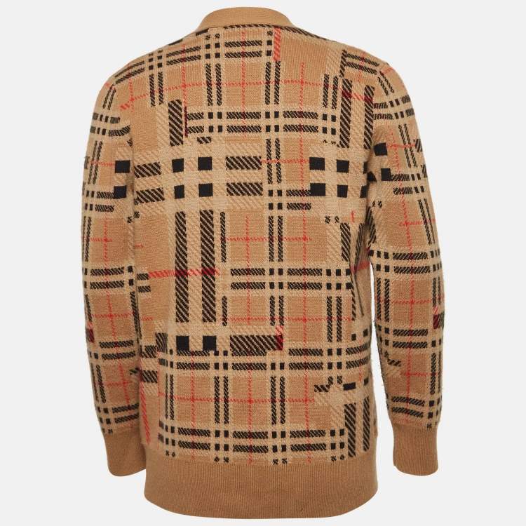 Pre Owned Burberry Brown Checks Cashmere Knit Cardigan S