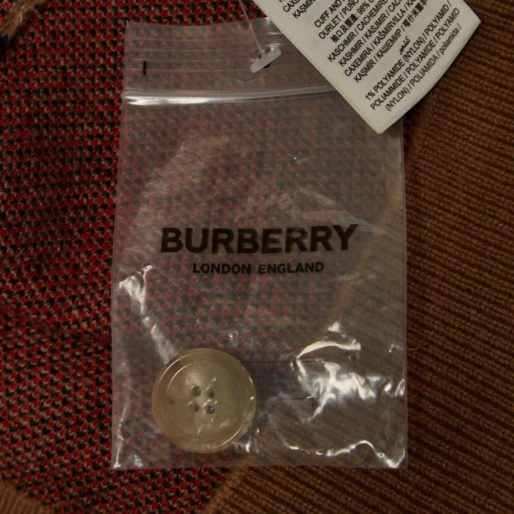 Pre Owned Burberry Brown Checks Cashmere Knit Cardigan S