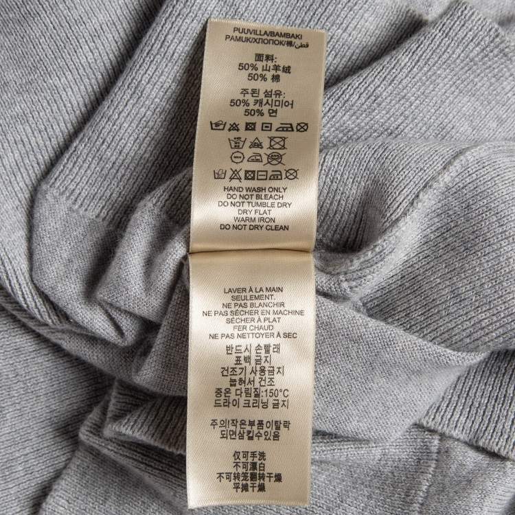 Pre Owned Burberry Brit Grey Cashmere & Cotton Knit Shoulder Patched Sweatshirt L
