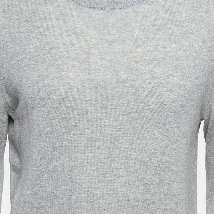 Pre Owned Burberry Brit Grey Cashmere & Cotton Knit Shoulder Patched Sweatshirt L