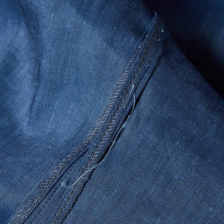 Pre Owned Burberry Blue Linen & Wool Tailored Blazer XL