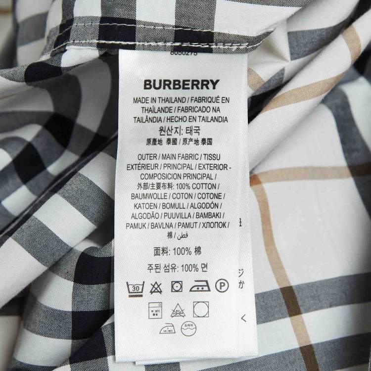 مملوكة مسبقًا Burberry White Caxton Checks Cotton Long Sleeve Shirt XXL