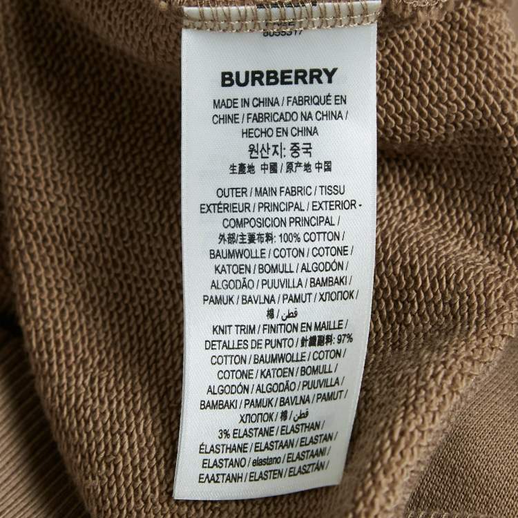 Pre Owned Burberry Beige Logo Print Cotton Ansdell Hoodie S