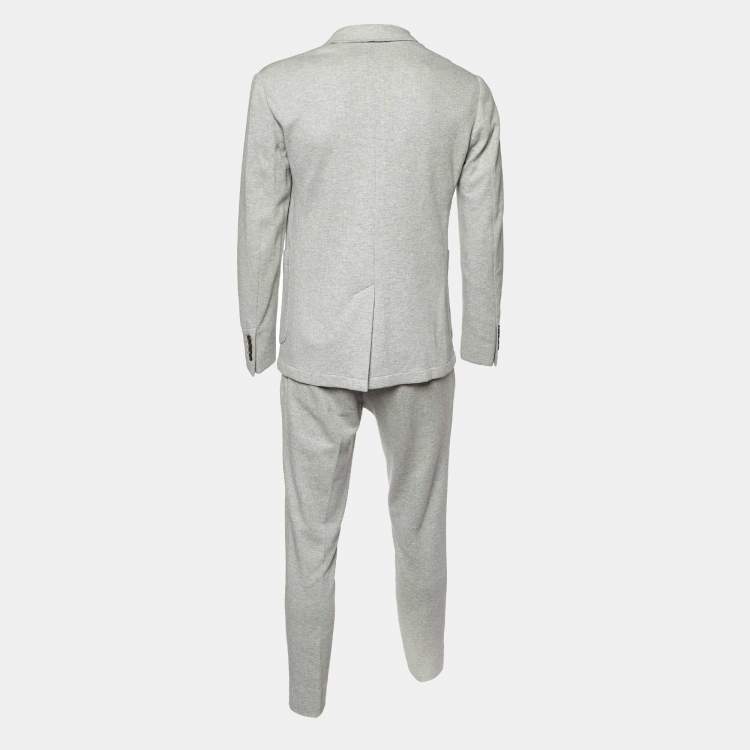 Pre Owned Burberry Grey Herringbone Cotton Suit M