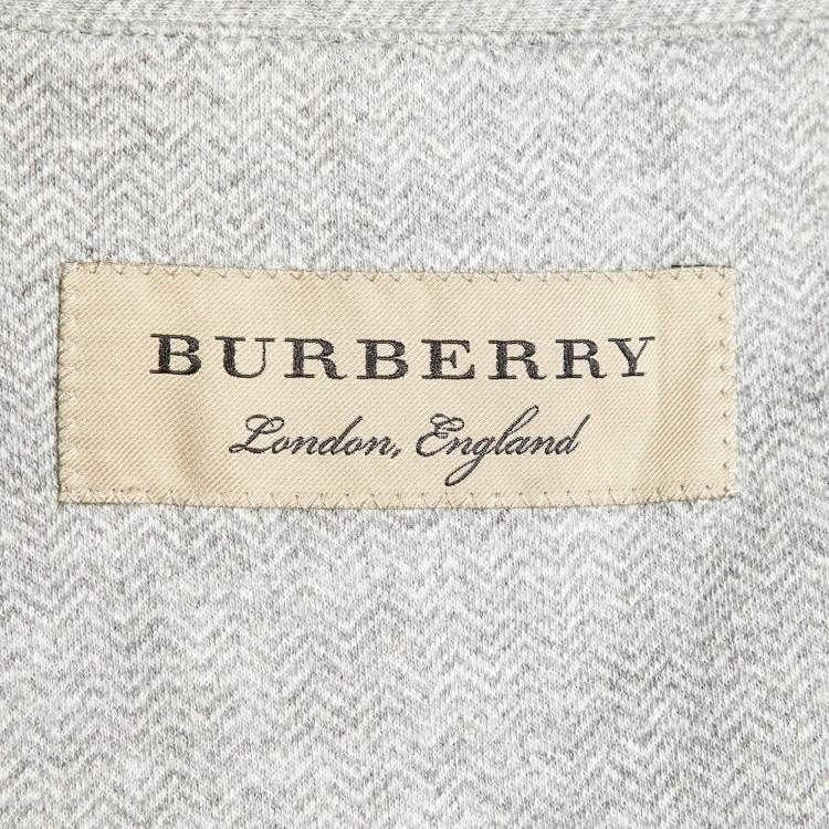Pre Owned Burberry Grey Herringbone Cotton Suit M