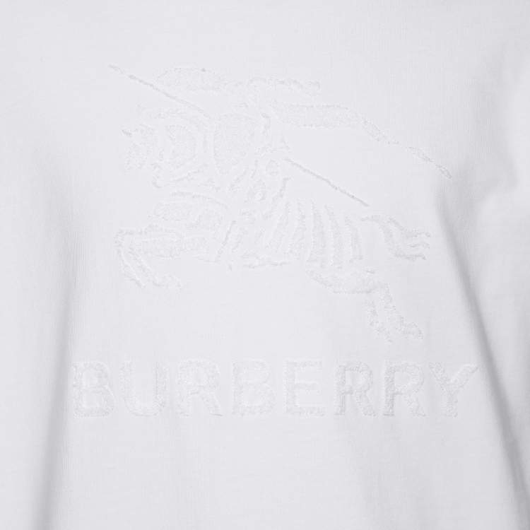 Pre Owned Burberry White Cotton Logo T-Shirt M