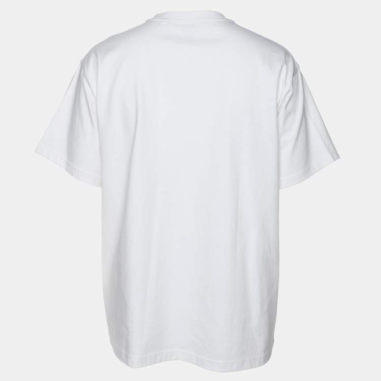 Pre Owned Burberry White Cotton Logo T-Shirt M