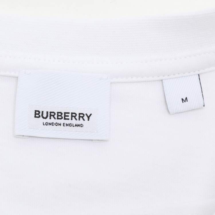 Pre Owned Burberry White Cotton Logo T-Shirt M