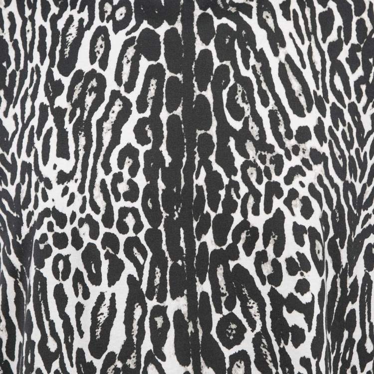 Pre Owned Burberry Black Leopard Print Cotton Jersey Oversized T-Shirt S