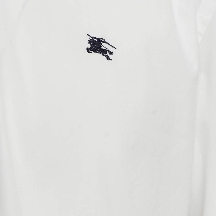 Pre Owned Burberry White Poplin Button Front Shirt XXL
