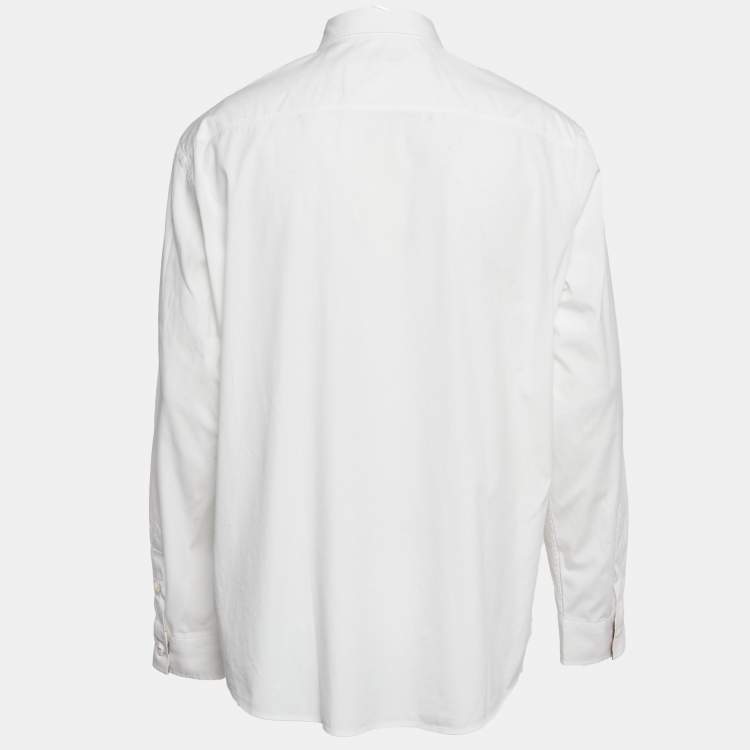 Pre Owned Burberry White Poplin Button Front Shirt XXL