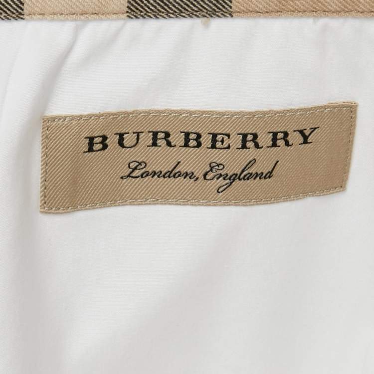 Pre Owned Burberry White Poplin Button Front Shirt XXL