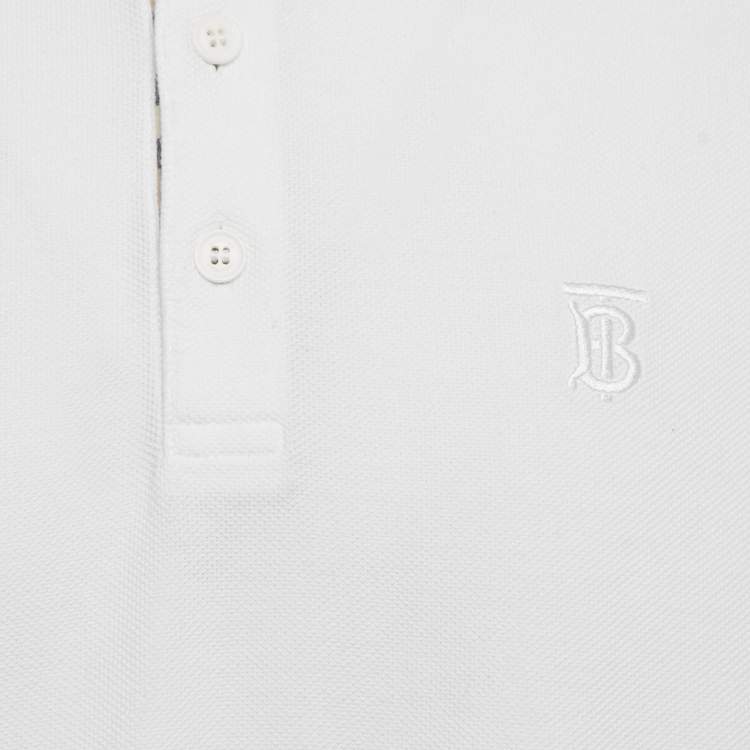 Pre Owned Burberry White Cotton Pique Polo T-Shirt XXL