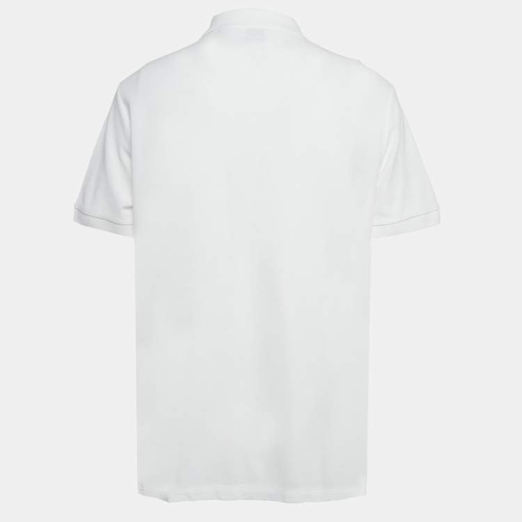 Pre Owned Burberry White Cotton Pique Polo T-Shirt XXL