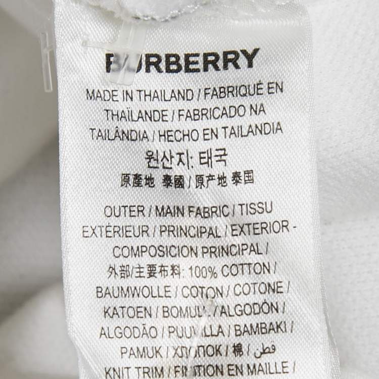 Pre Owned Burberry White Cotton Pique Polo T-Shirt XXL