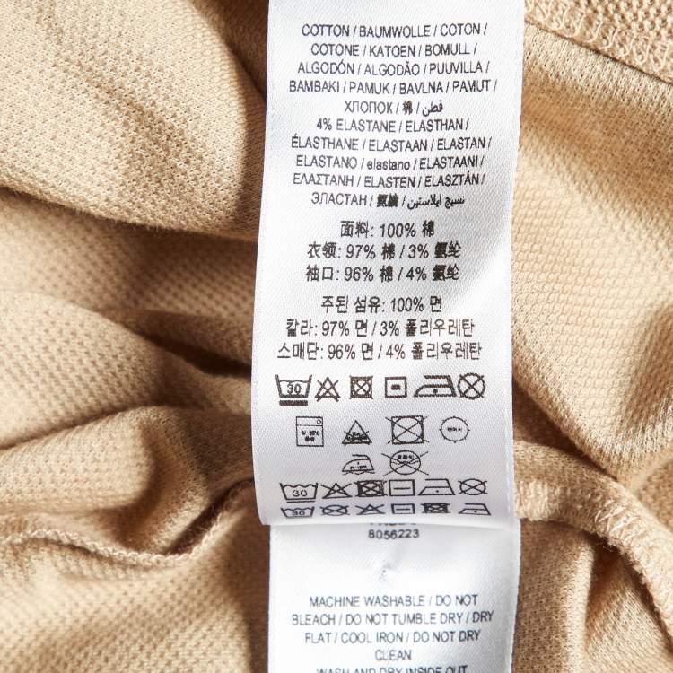 Pre Owned Burberry Beige Logo Embroidered Cotton Polo T-Shirt L