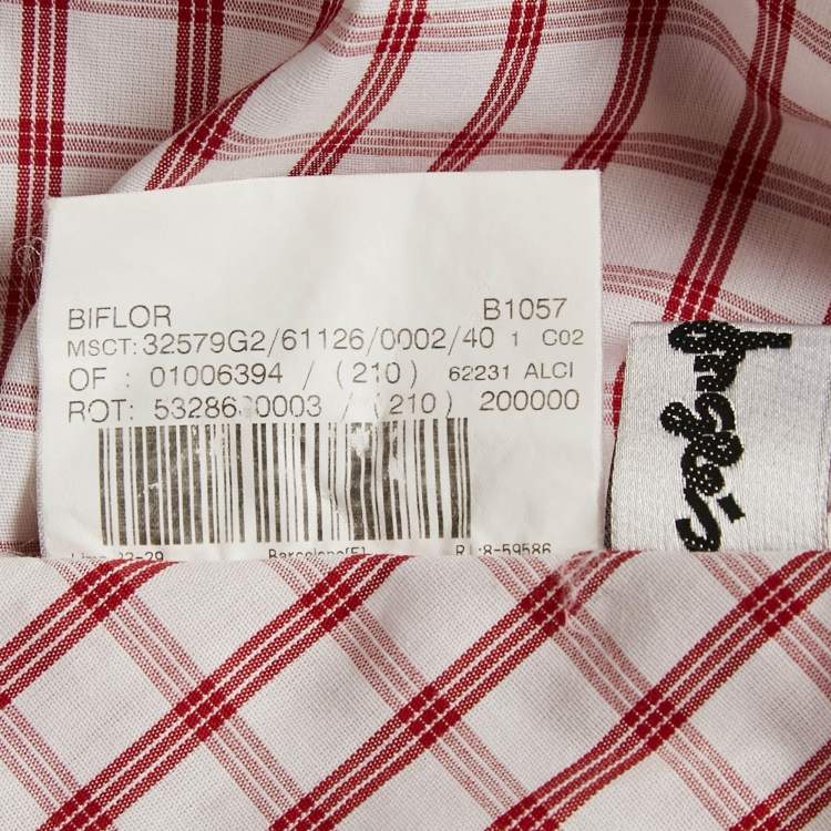Pre Owned Burberry Red Checked Cotton Long Sleeve Shirt M