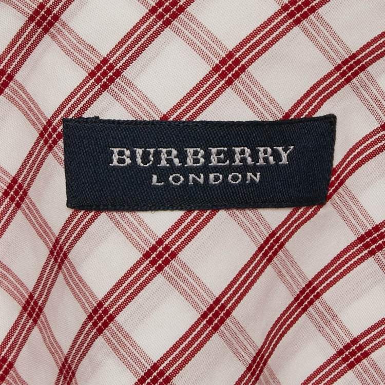 Pre Owned Burberry Red Checked Cotton Long Sleeve Shirt M