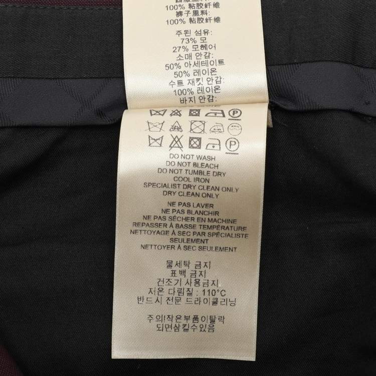 Pre Owned Burberry Burgundy Wool Blend Suit M