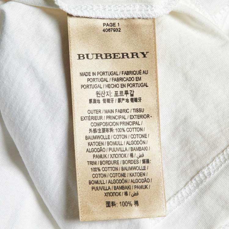 Pre Owned Burberry White Creature Print Studded Cotton T-Shirt L