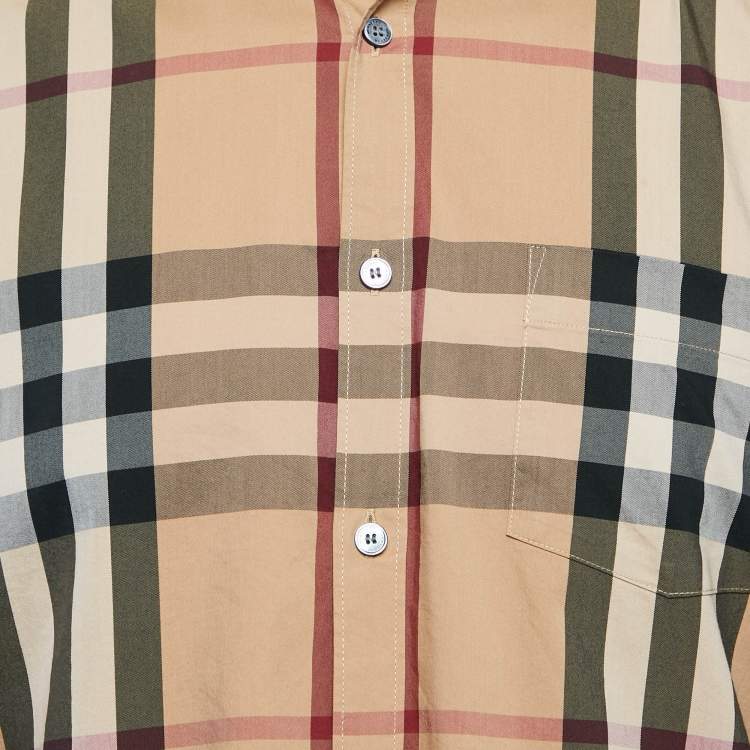 Pre Owned Burberry Beige Nova Checks Cotton Blend Long Sleeve Shirt XL