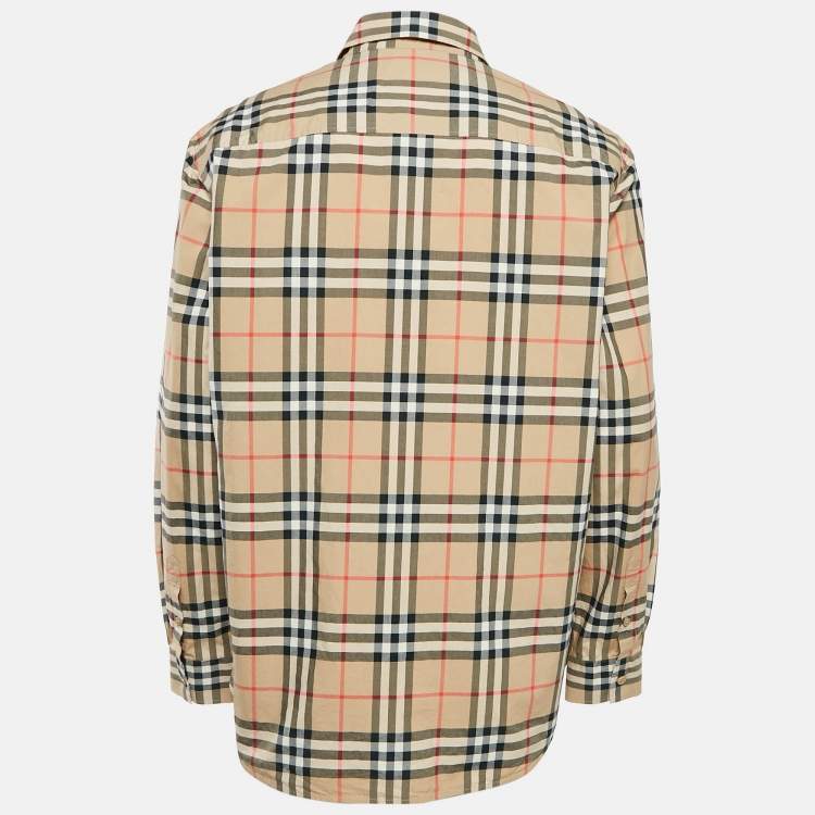 Pre Owned Burberry Beige Checked Cotton Long Sleeve Shirt XL