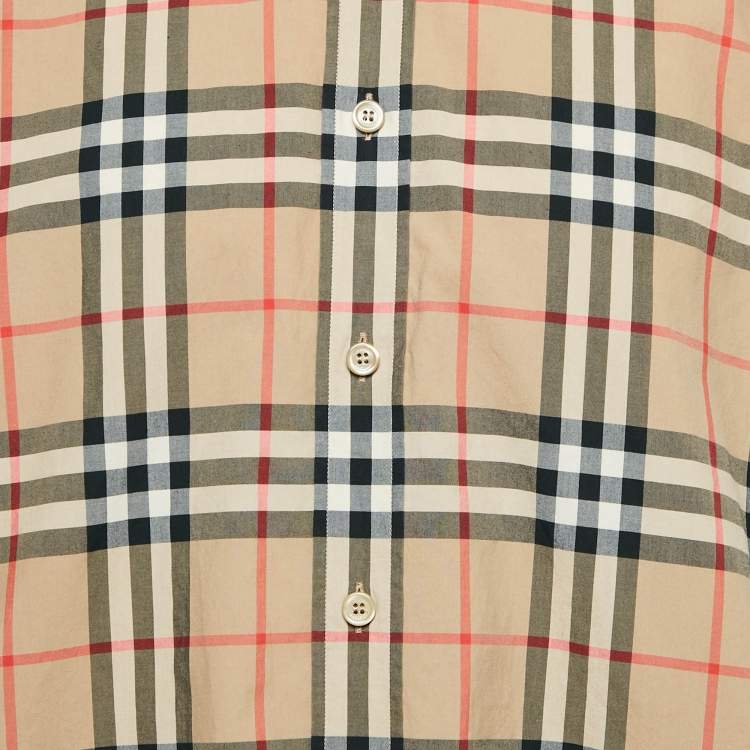 Pre Owned Burberry Beige Checked Cotton Long Sleeve Shirt XL