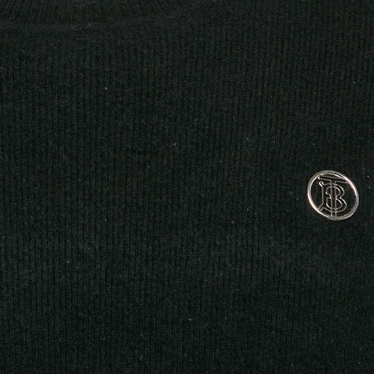 Pre Owned Burberry Black Monogram Motif Cashmere & Cotton Knit Sweater S