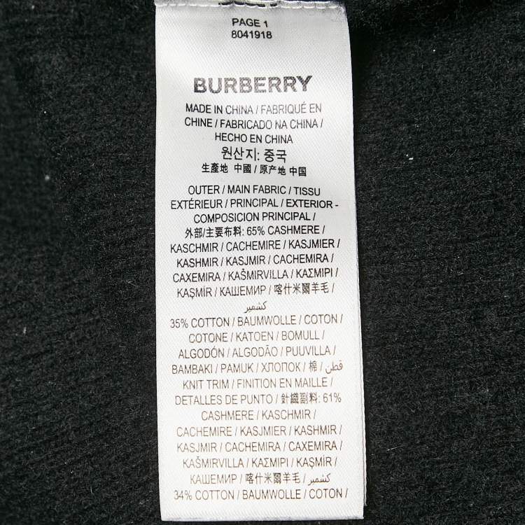 Pre Owned Burberry Black Monogram Motif Cashmere & Cotton Knit Sweater S