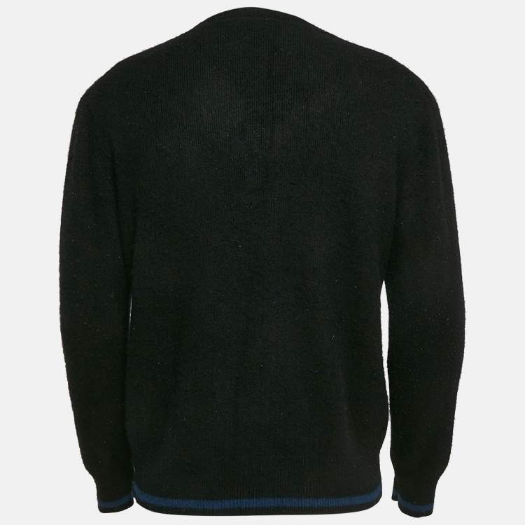 Pre Owned Burberry Black Monogram Motif Cashmere & Cotton Knit Sweater S