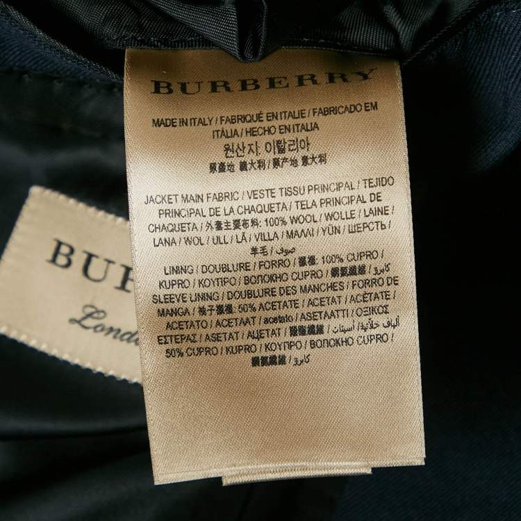Pre Owned Burberry Navy Blue Gabardine Single Breasted Blazer XXXL