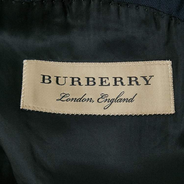 Pre Owned Burberry Navy Blue Gabardine Single Breasted Blazer XXXL