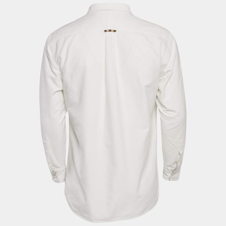 Pre Owned Burberry White Cotton Button Down Shirt L