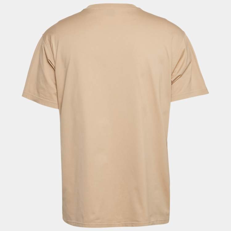 Pre Owned Burberry Beige Cotton Logo Patch Detail T-Shirt M