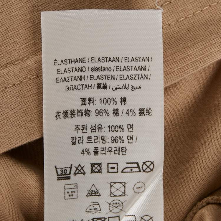 Pre Owned Burberry Beige Cotton Logo Patch Detail T-Shirt M