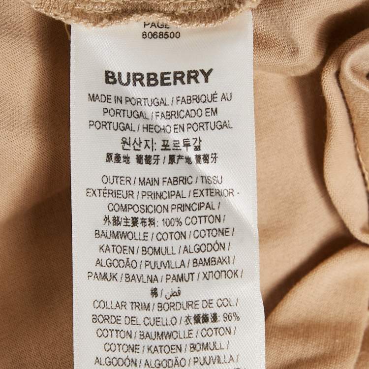 Pre Owned Burberry Beige Cotton Logo Patch Detail T-Shirt M