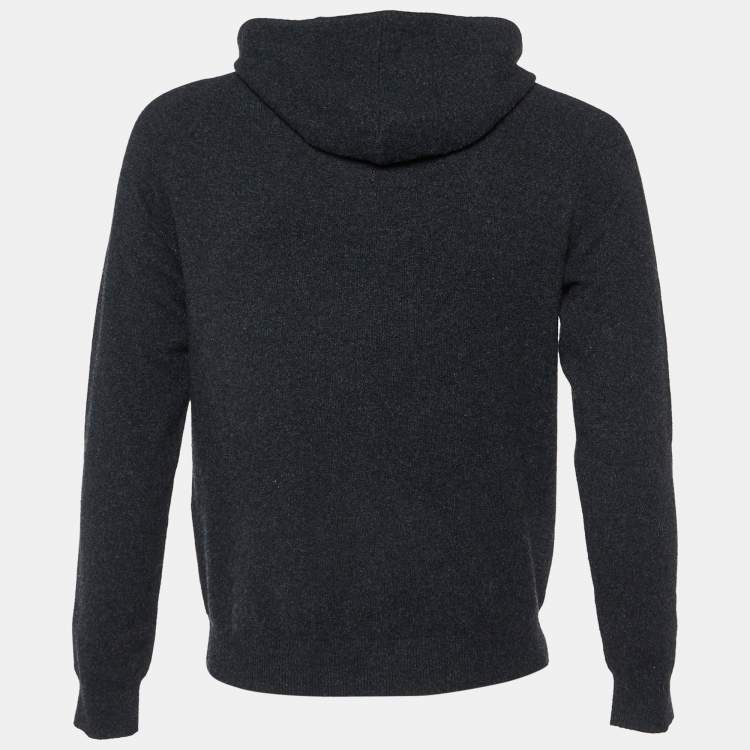 Pre Owned Burberry Charcoal Black Cashmere Knit Zip-Up Hooded Jacket M