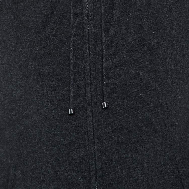 Pre Owned Burberry Charcoal Black Cashmere Knit Zip-Up Hooded Jacket M