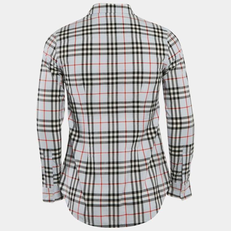 Pre Owned Burberry Blue Vintage Check Cotton Button-Down Shirt S