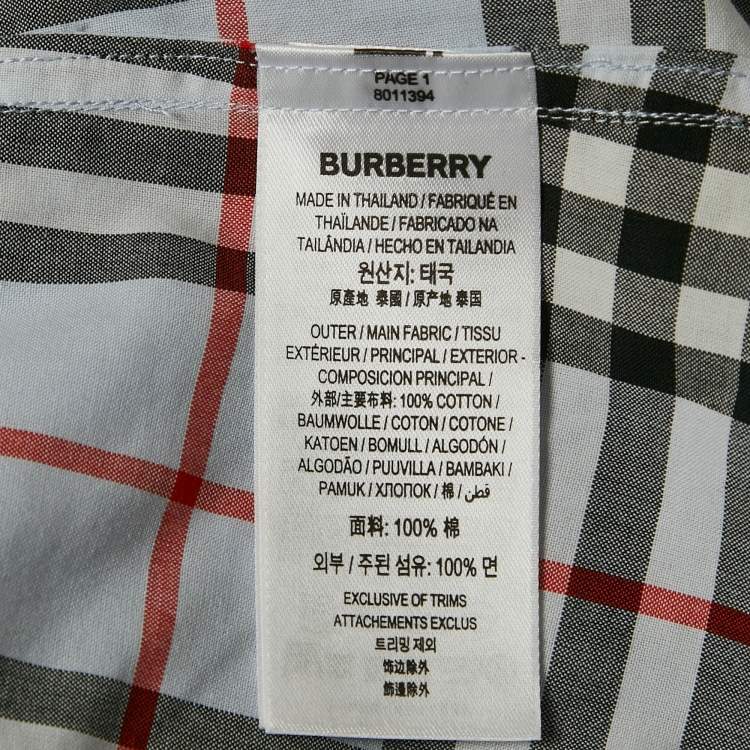 Pre Owned Burberry Blue Vintage Check Cotton Button-Down Shirt S