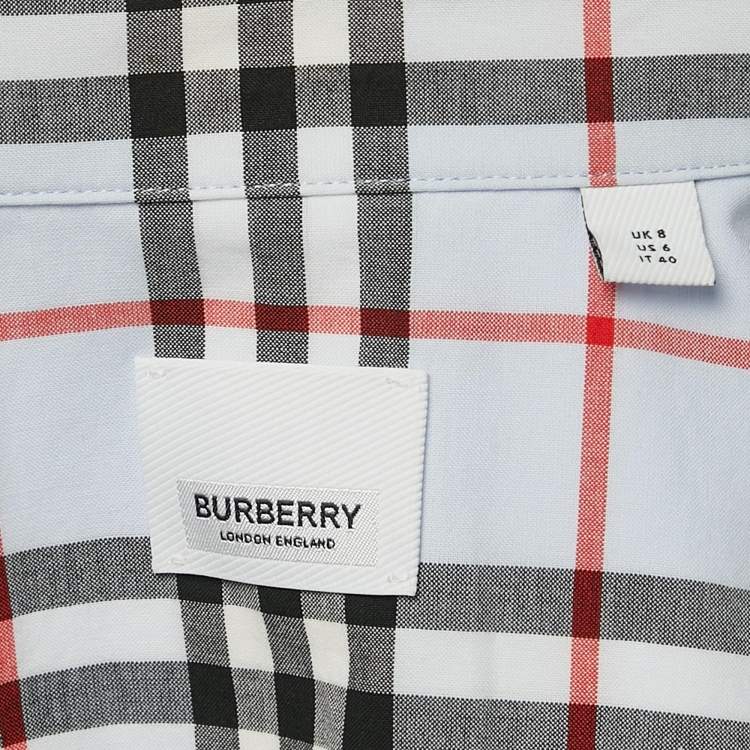 Pre Owned Burberry Blue Vintage Check Cotton Button-Down Shirt S