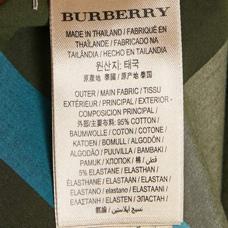 Pre Owned Burberry Green Nova Check Cotton Button Front Shirt XL