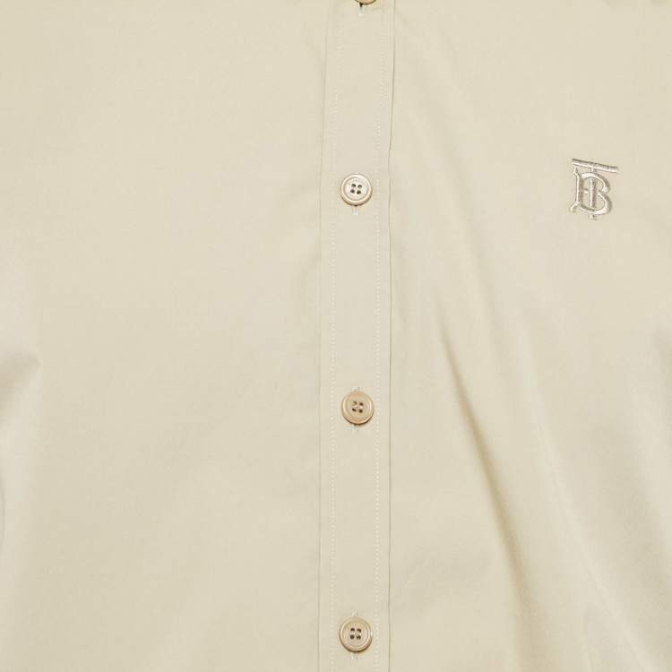 Pre Owned Burberry Beige Stretch Poplin Long Sleeve Shirt XL