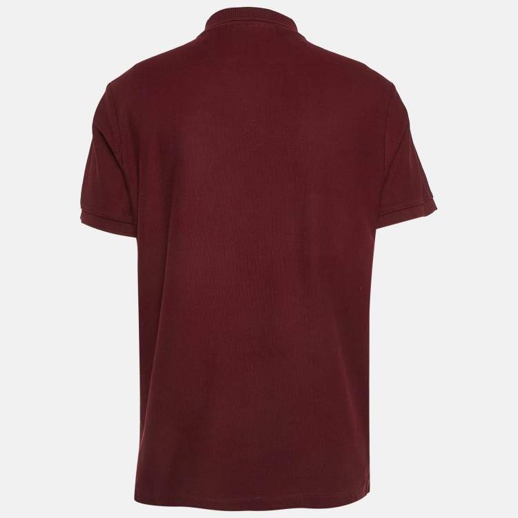 Pre Owned Burberry Dark Red Logo Embroidery Cotton Pique Polo T-Shirt XL