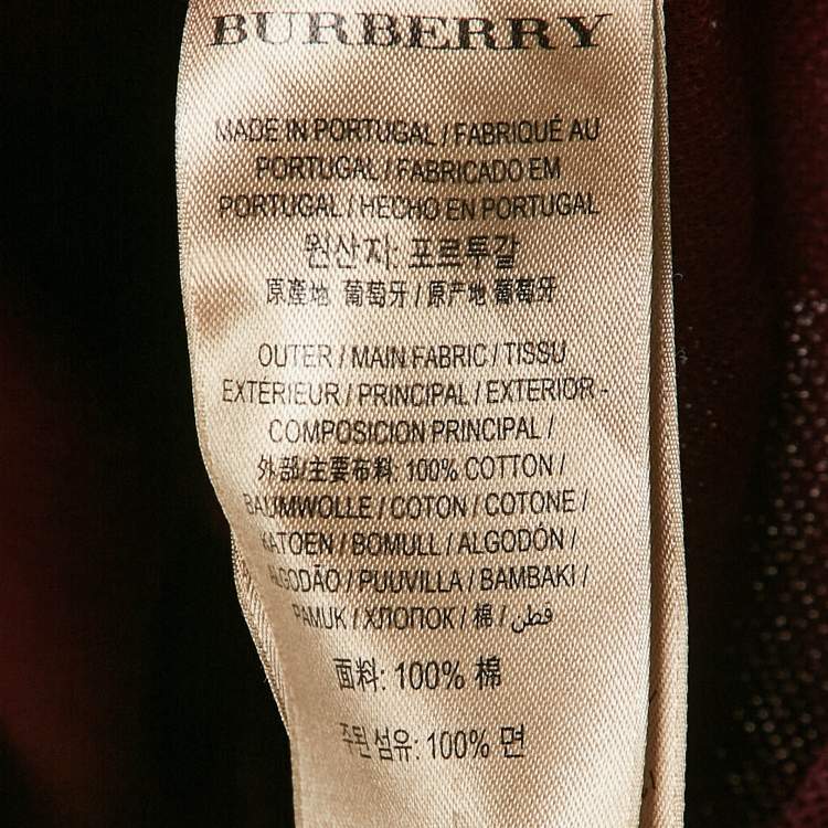 Pre Owned Burberry Dark Red Logo Embroidery Cotton Pique Polo T-Shirt XL