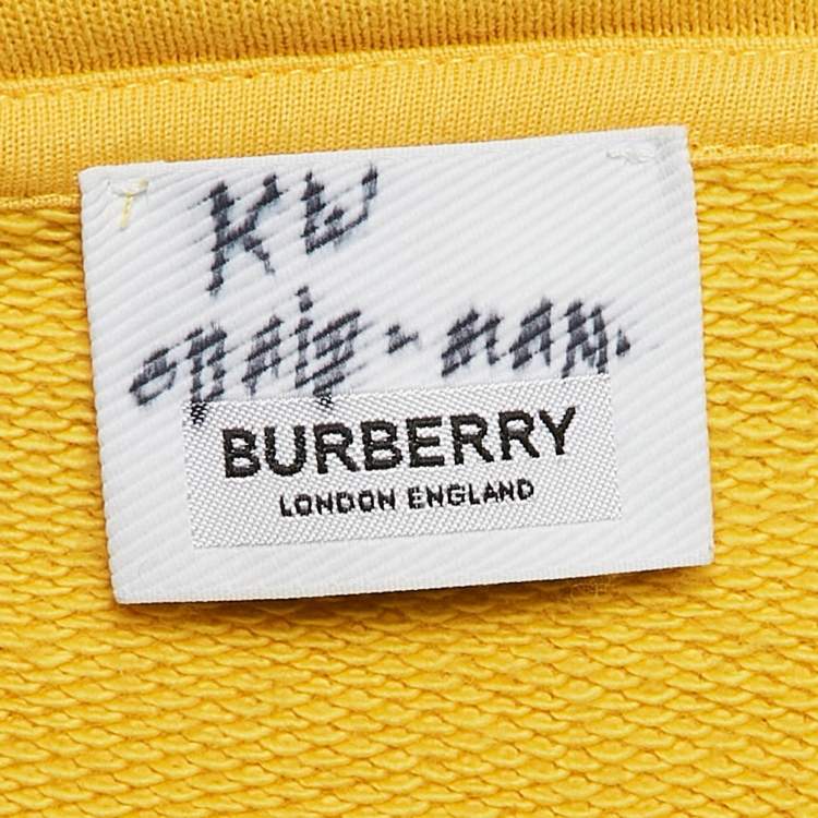 Pre Owned Burberry Yellow Logo Emboss Print Cotton Robson Hooded Sweatshirt L